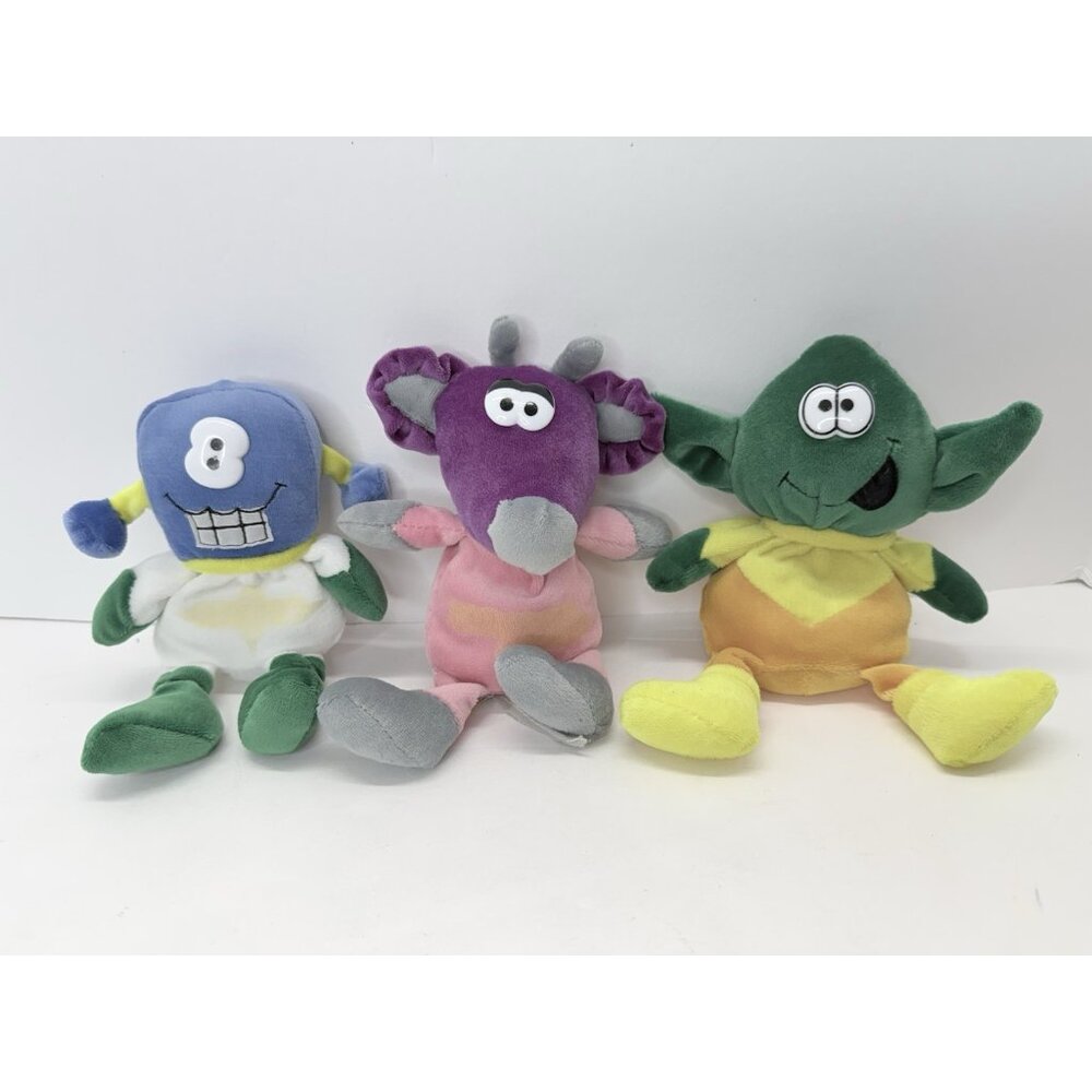 Lot Of 3 Dan Dee Plush Toys Bit Computer Bugs Bean Bag Vintage Alien